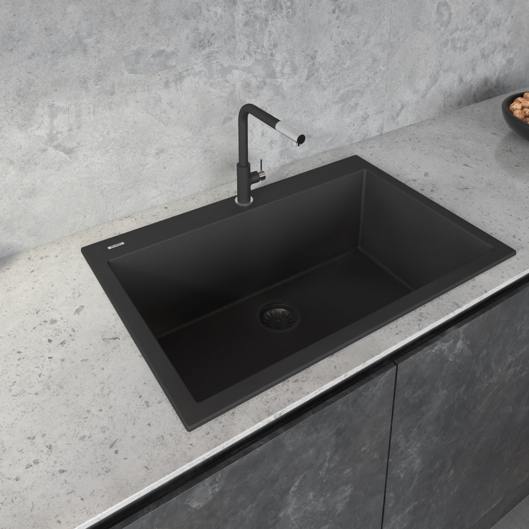 33 x 22 inch Drop-in Topmount Granite Composite Single Bowl Sink
