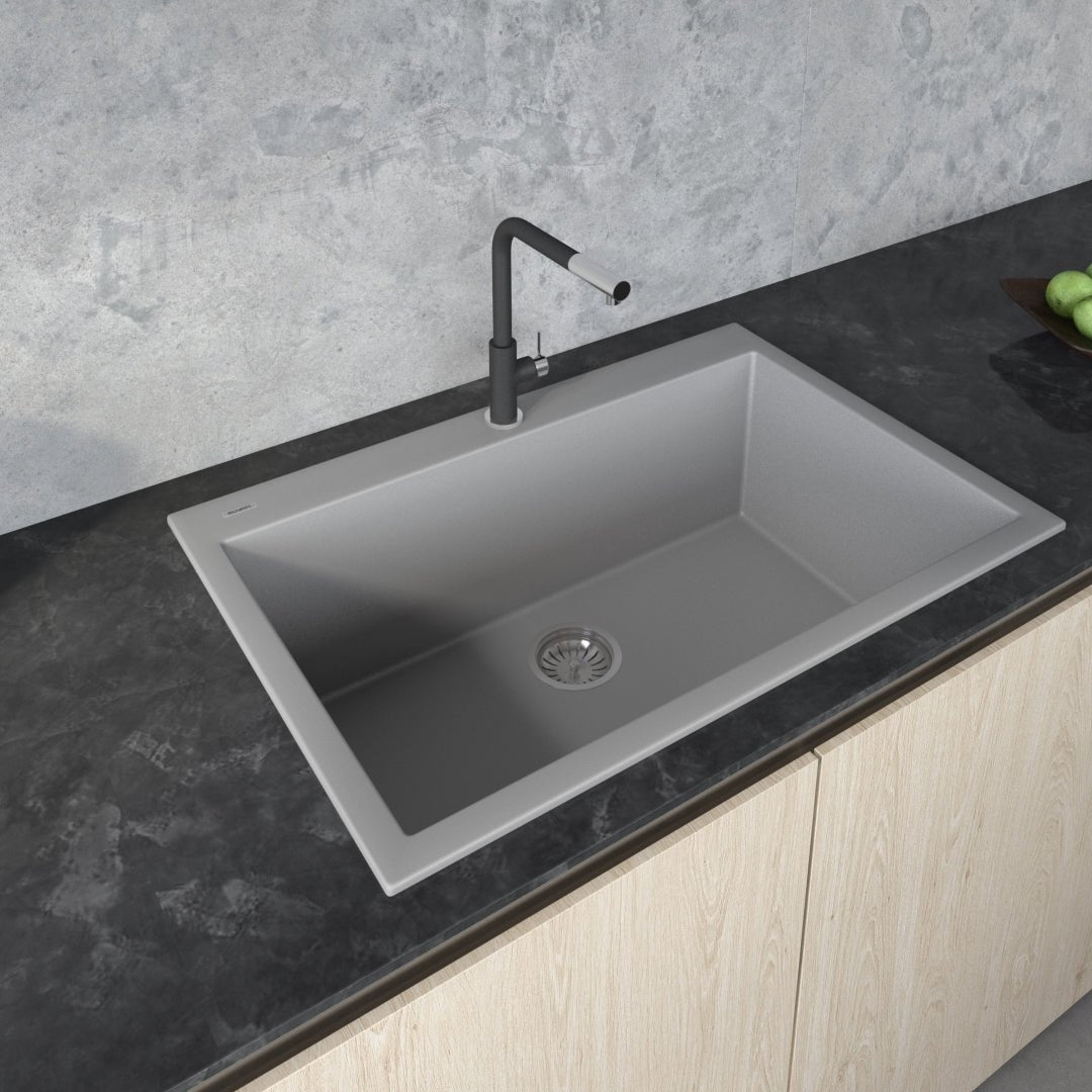 33 x 22 inch Drop-in Topmount Granite Composite Single Bowl Sink