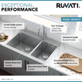 33 x 22 inch Drop-in Topmount Kitchen Sink 16 Gauge Stainless Steel Double Bowl
