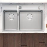 33 x 22 inch Drop-in Topmount Kitchen Sink 16 Gauge Stainless Steel Double Bowl