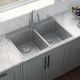 33 x 22 inch Drop-in Topmount Kitchen Sink 16 Gauge Stainless Steel Double Bowl