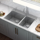 33 x 22 inch Drop-in Topmount Kitchen Sink 16 Gauge Stainless Steel Double Bowl