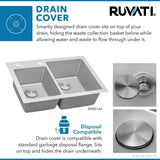 33 x 22 inch Drop-in Topmount Kitchen Sink 16 Gauge Stainless Steel Double Bowl