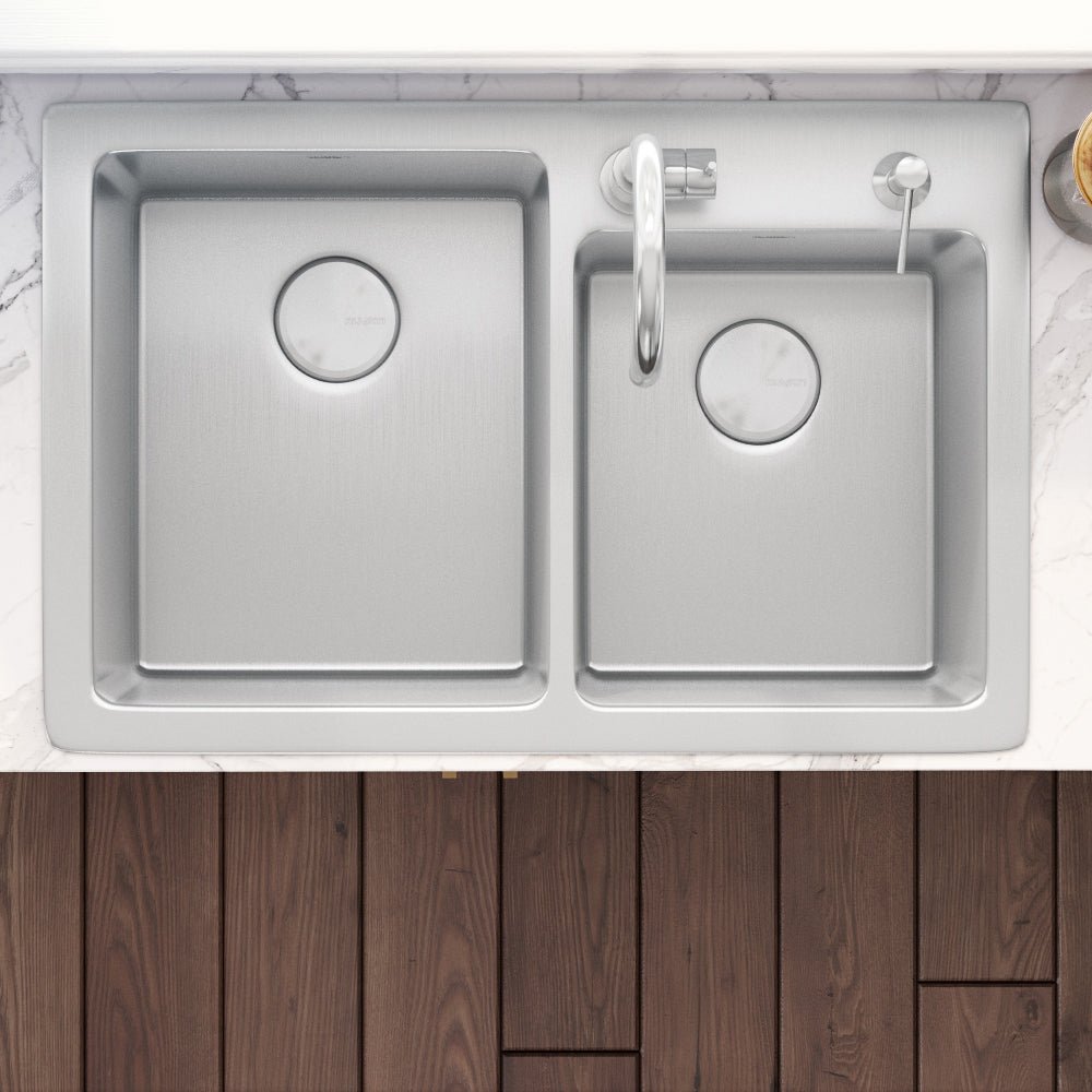 33 x 22 inch Drop-in Topmount Kitchen Sink 16 Gauge Stainless Steel Double Bowl