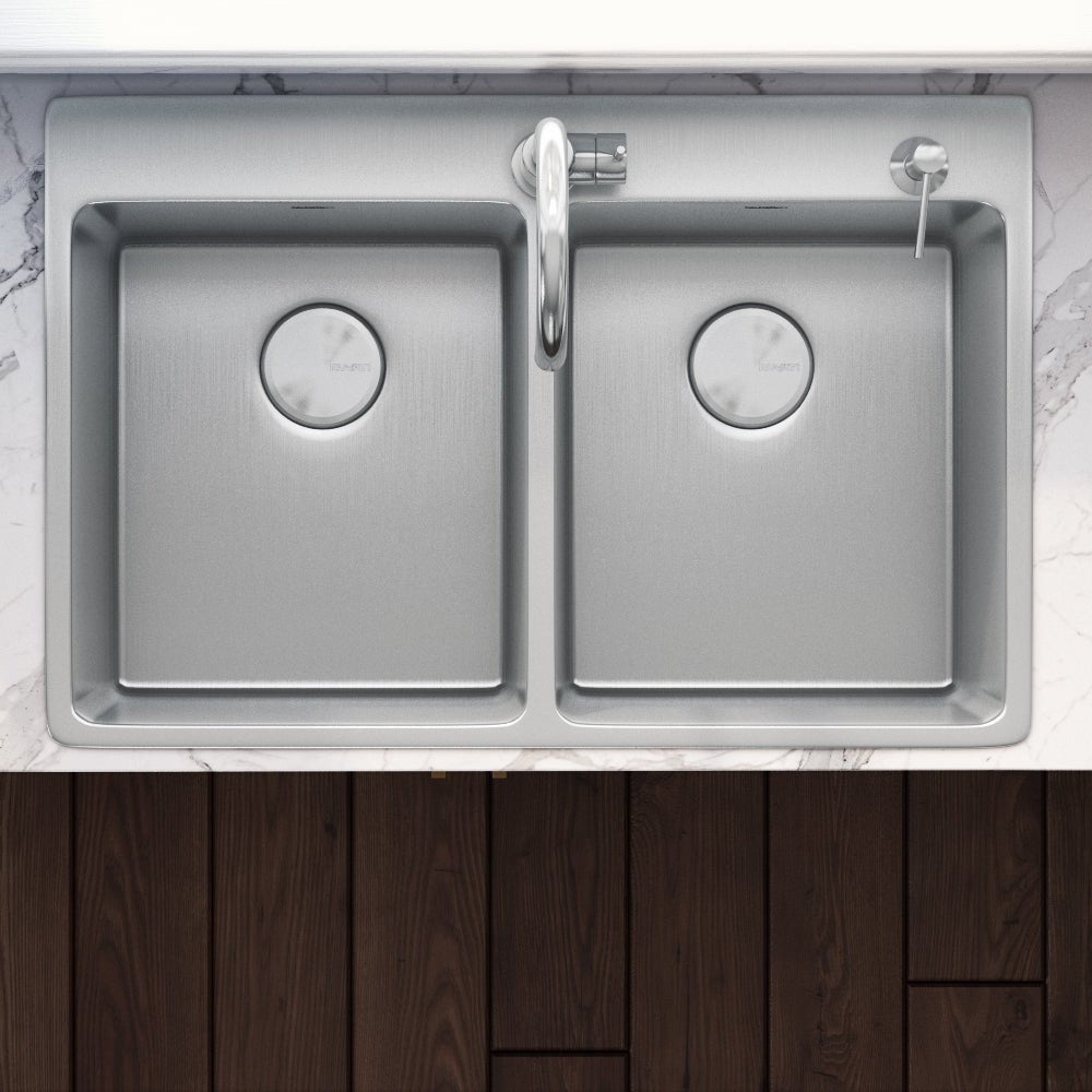 33 x 22 inch Drop-in Topmount Kitchen Sink 16 Gauge Stainless Steel Double Bowl