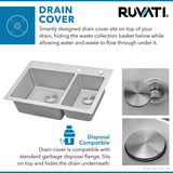 33 x 22 inch Drop-in Topmount Kitchen Sink 16 Gauge Stainless Steel Double Bowl