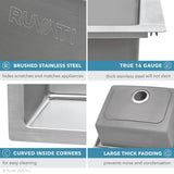 33 x 22 inch Drop-in Topmount Kitchen Sink 16 Gauge Stainless Steel Double Bowl