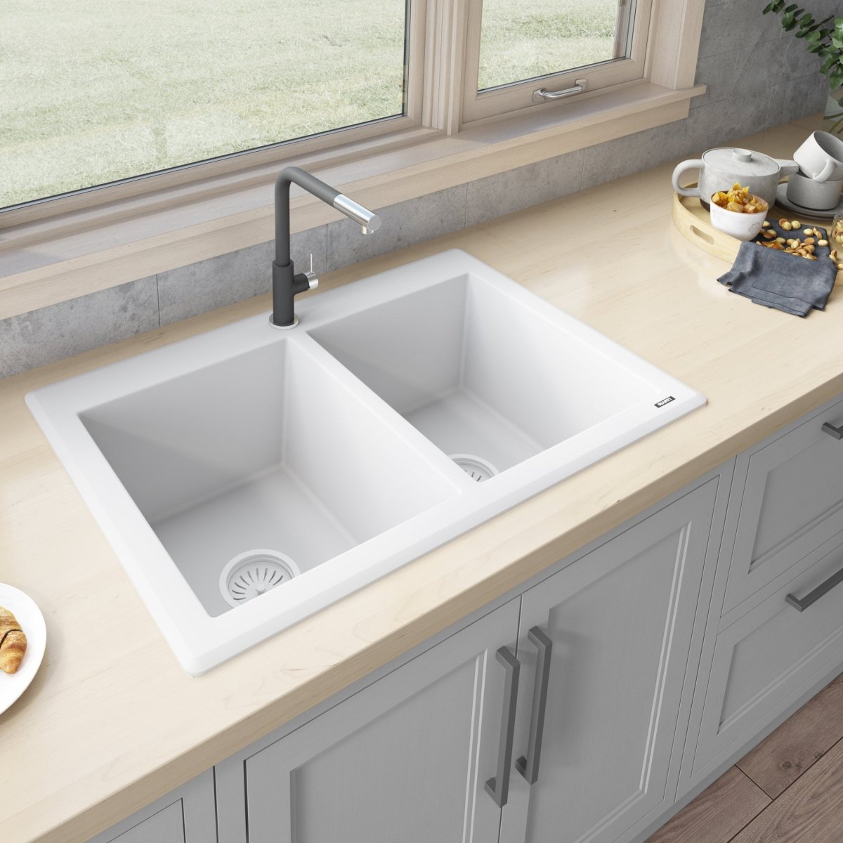 33 x 22 inch Dual-Mount Granite Composite Double Bowl