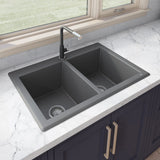 33 x 22 inch Dual-Mount Granite Composite Double Bowl