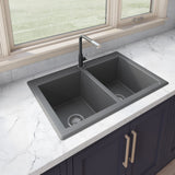 33 x 22 inch Dual-Mount Granite Composite Double Bowl