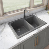 33 x 22 inch Dual-Mount Granite Composite Double Bowl Kitchen Sink