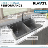 33 x 22 inch Dual-Mount Granite Composite Double Bowl Kitchen Sink