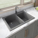 33 x 22 inch Dual-Mount Granite Composite Double Bowl Kitchen Sink