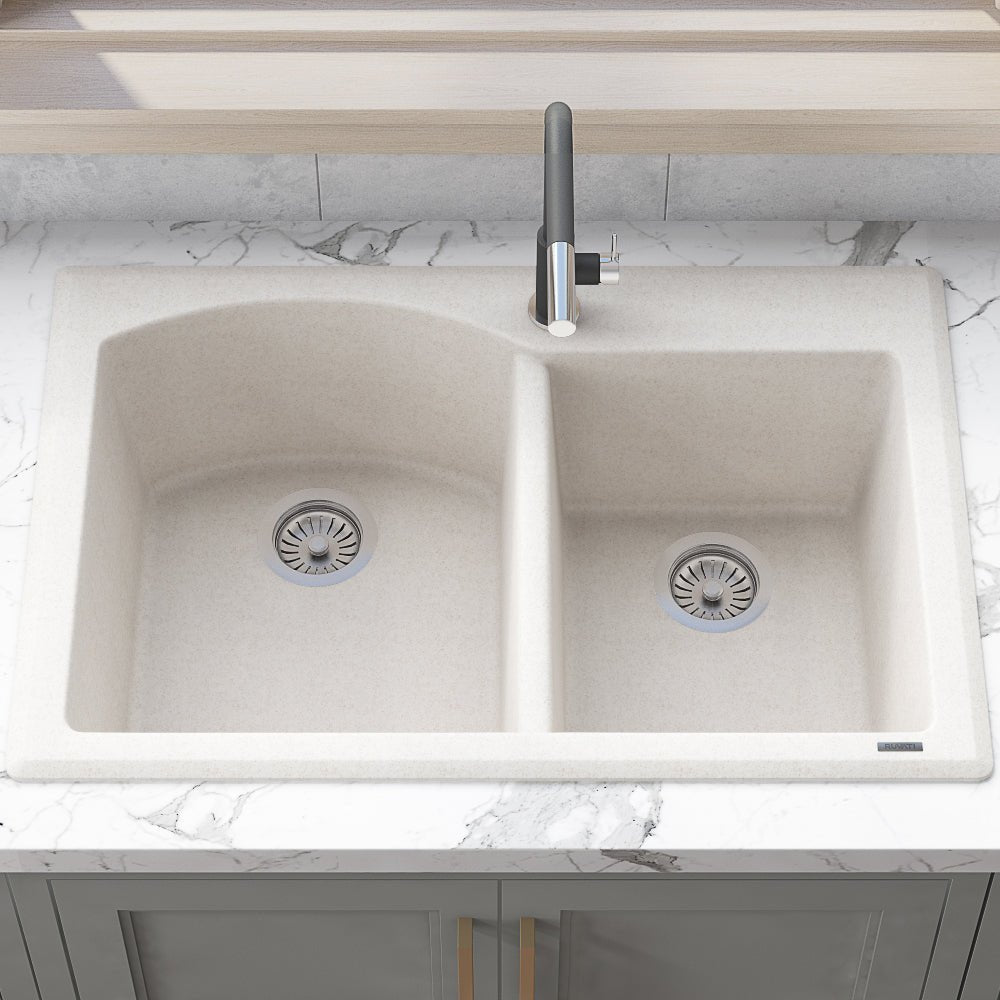 33 x 22 inch Dual-Mount Granite Composite Double Bowl Kitchen Sink