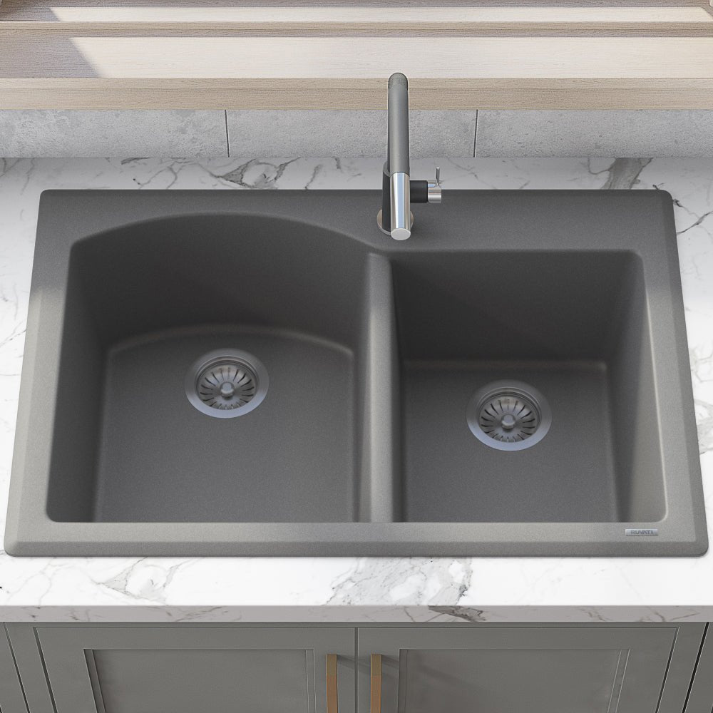 33 x 22 inch Dual-Mount Granite Composite Double Bowl Kitchen Sink