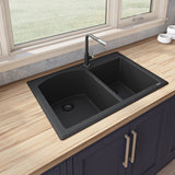 33 x 22 inch Dual-Mount Granite Composite Double Bowl Kitchen Sink