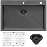 33 x 22 inch Stainless Steel Drop-in Topmount Kitchen Sink 16 Gauge Single Bowl