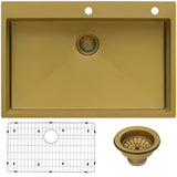 33 x 22 inch Stainless Steel Drop-in Topmount Kitchen Sink 16 Gauge Single Bowl
