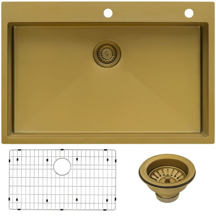 33 x 22 inch Stainless Steel Drop-in Topmount Kitchen Sink 16 Gauge Single Bowl