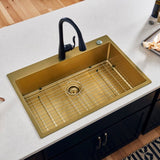 33 x 22 inch Stainless Steel Drop-in Topmount Kitchen Sink 16 Gauge Single Bowl