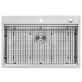 33 x 22 inch Workstation Ledge Drop-in Tight Radius 16 Gauge Stainless Steel Kitchen Sink Single Bowl