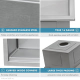 33 x 22 inch Workstation Ledge Drop-in Tight Radius 16 Gauge Stainless Steel Kitchen Sink Single Bowl
