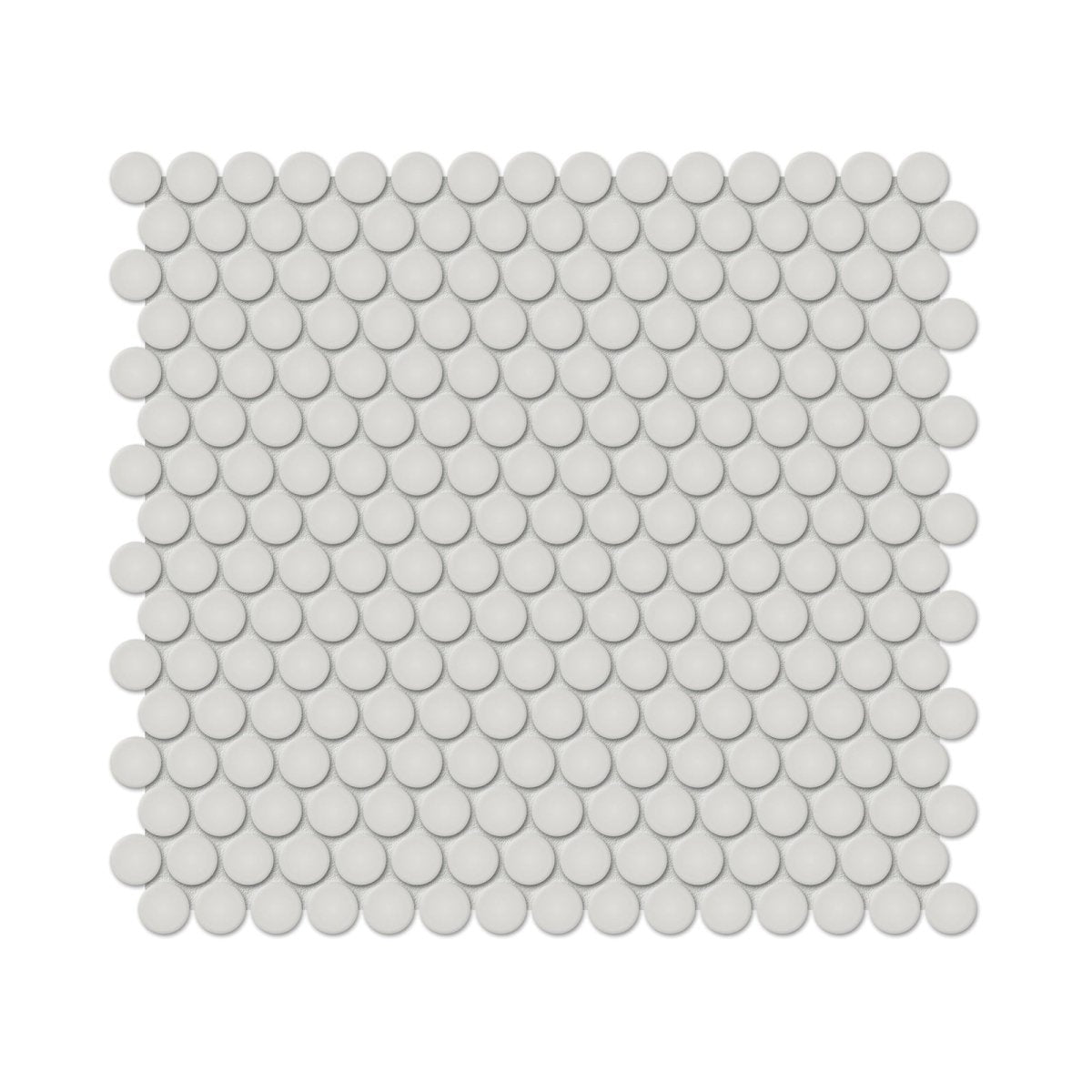 3/4 In Penny Round Soho Halo Grey Matte Glazed Porcelain Mosaic