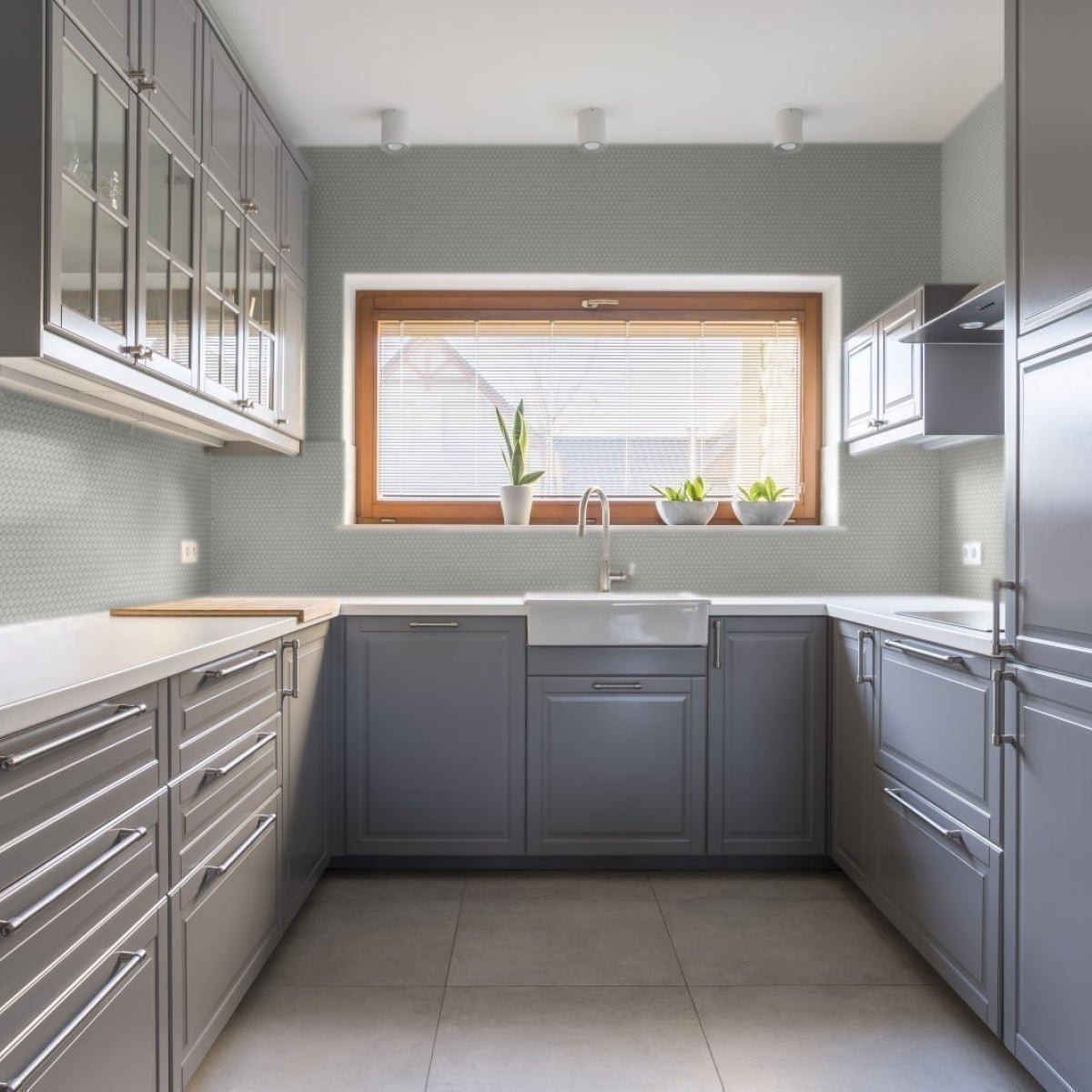 3/4 in. Soho Cement Chic Penny Round Matte Glazed Porcelain Mosaic