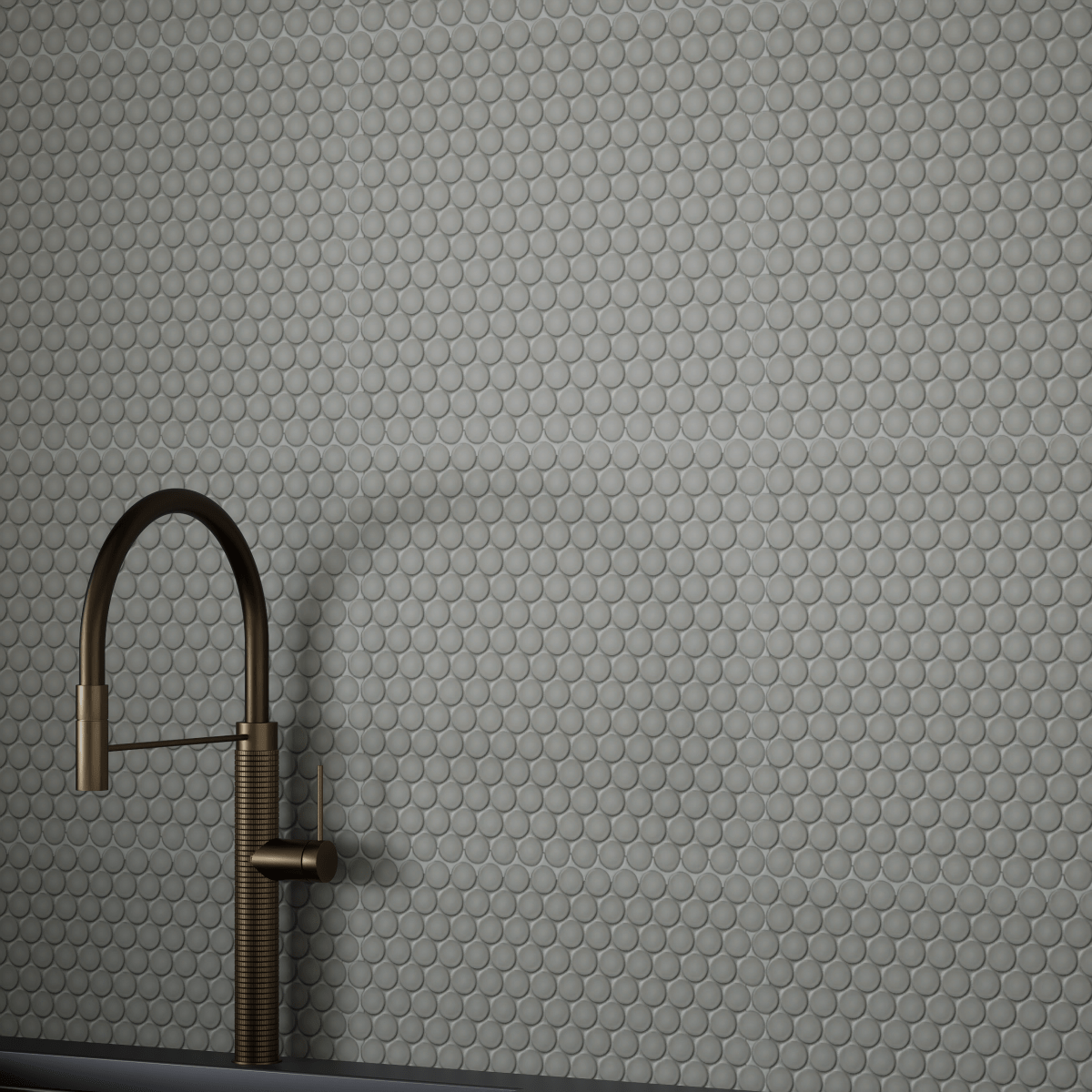3/4 in. Soho Cement Chic Penny Round Matte Glazed Porcelain Mosaic