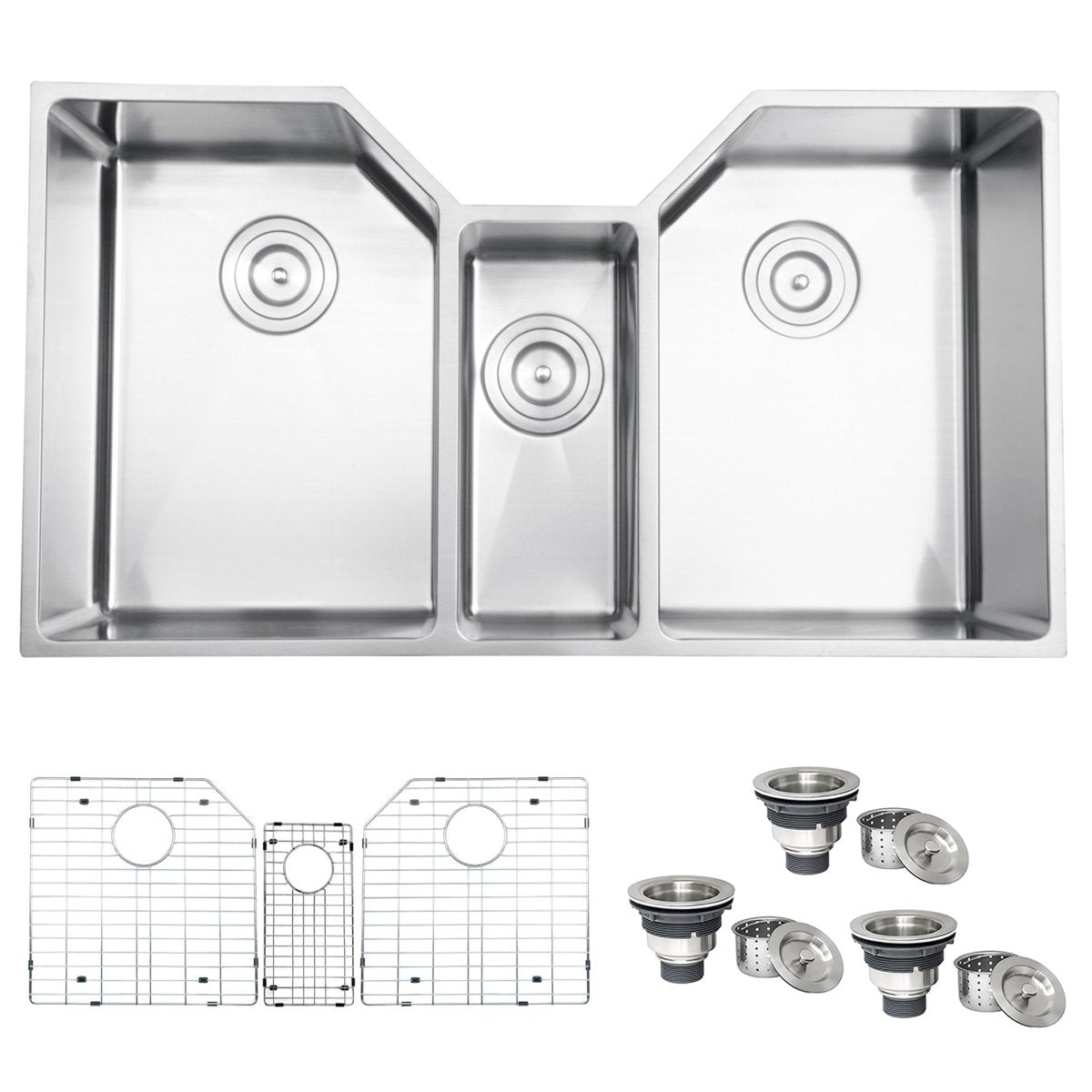 35" Triple Bowl Undermount 16 Gauge Stainless Steel Kitchen Sink - RVH8500