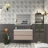 Louis 42 In. Floating Single Sink Bathroom Vanity Cabinet with Acrylic Sink Top & Soft Closing Drawers