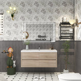 Louis 48 In. Floating Single Sink Bathroom Vanity Cabinet with Acrylic Sink Top & Soft Closing Drawers