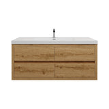 Louis 48 In. Floating Single Sink Bathroom Vanity Cabinet with Acrylic Sink Top & Soft Closing Drawers