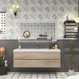 Louis 60 In. Floating Single Sink Bathroom Vanity Cabinet with Acrylic Sink Top & Soft Closing Drawers
