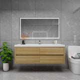Louis 60 In. Floating Single Sink Bathroom Vanity Cabinet with Acrylic Sink Top & Soft Closing Drawers