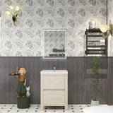 Louis 24 In. Freestanding Single Sink Bathroom Vanity Cabinet with Acrylic Sink Top & Soft Closing Drawers