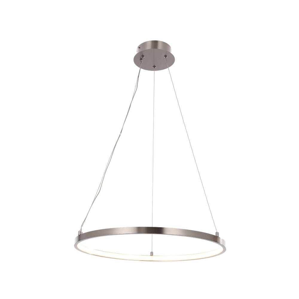 35W LED Round Pendant Light, 3000K (Warm White), 2000 Lumens, Brushed Nickel Finish and White Acrylic Shade, ETL Listed