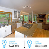 35W LED Round Pendant Light, 3000K (Warm White), 2000 Lumens, Brushed Nickel Finish and White Acrylic Shade, ETL Listed