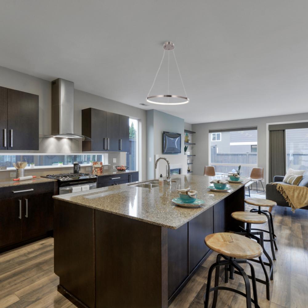 35W LED Round Pendant Light, 3000K (Warm White), 2000 Lumens, Brushed Nickel Finish and White Acrylic Shade, ETL Listed