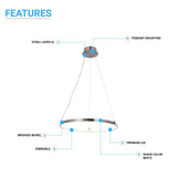 35W LED Round Pendant Light, 3000K (Warm White), 2000 Lumens, Brushed Nickel Finish and White Acrylic Shade, ETL Listed