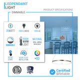35W LED Round Pendant Light, 3000K (Warm White), 2000 Lumens, Brushed Nickel Finish and White Acrylic Shade, ETL Listed