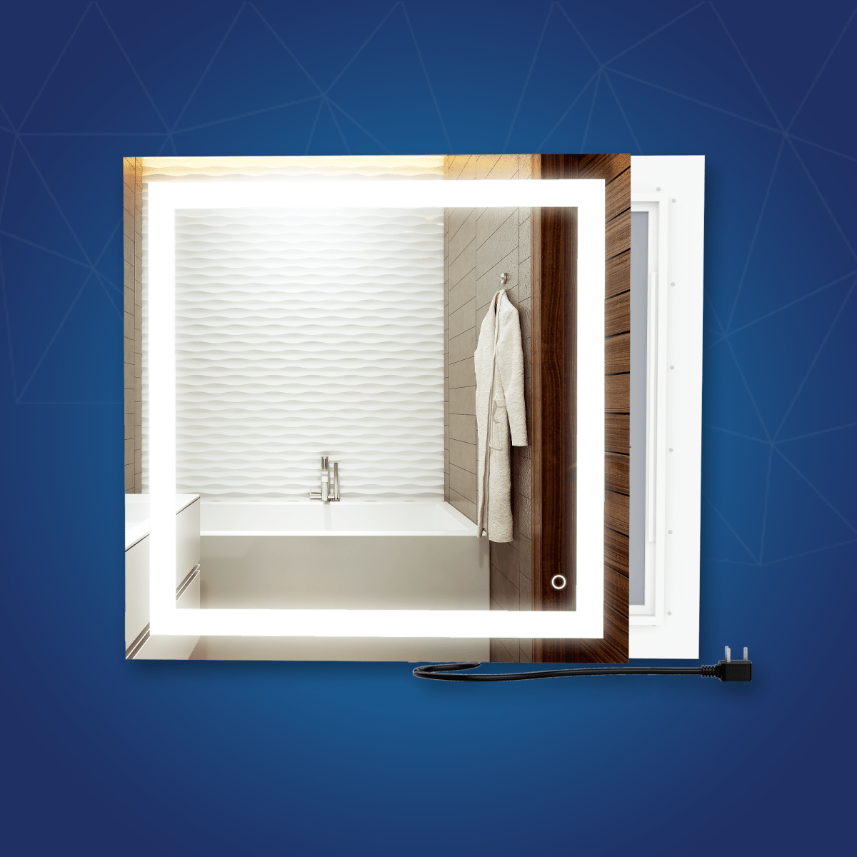 36 in. X 36 in. LED Lighted Bathroom Vanity Mirror, Anti Fog, CRI 90+, Adjustable Color Temperature & Remembrance, Makeup Mirror, Touch Button, Inner Window Style
