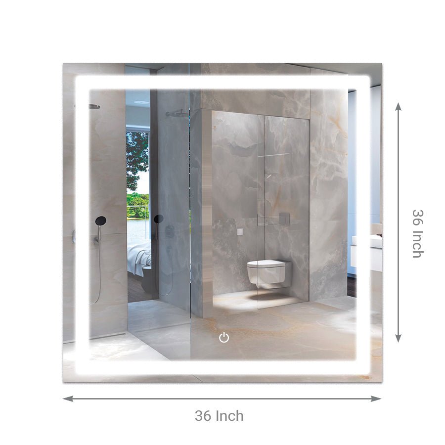 36 in. X 36 in. LED Lighted Bathroom Vanity Mirror, Anti Fog, CRI 90+, Adjustable Color Temperature & Remembrance, Makeup Mirror, Touch Button, Inner Window Style