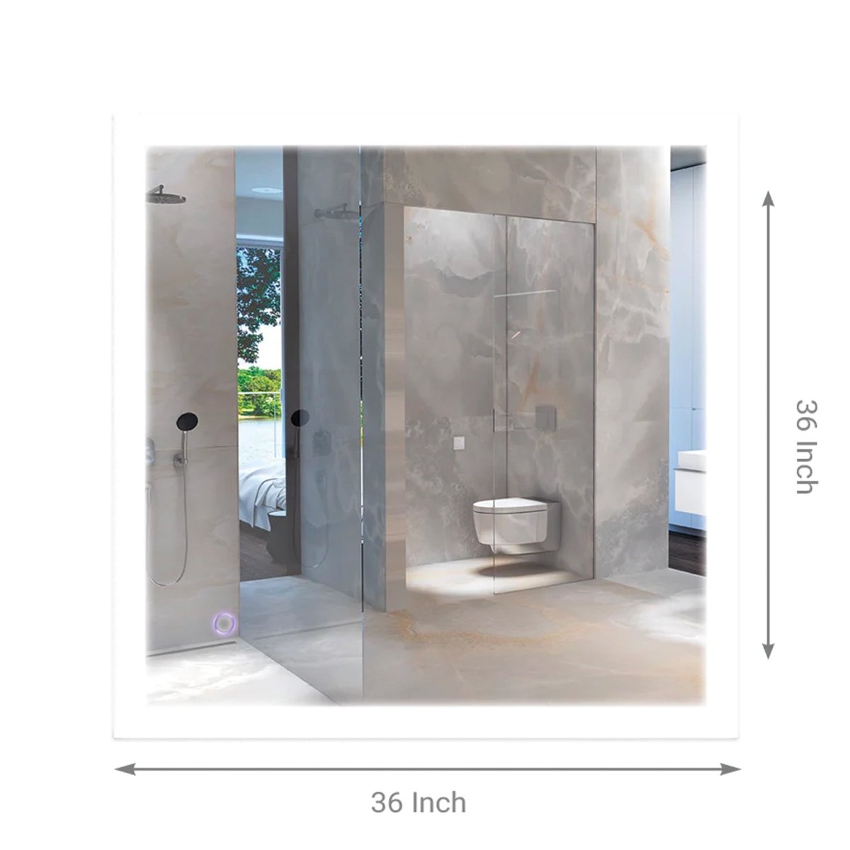 36 in. x 36 in. LED Lighted Bathroom Vanity Mirror, Anti-Fog, Touch Button, Adjustable Color Temperature & Remembrance, Wall Mounted Makeup Mirror, CRI 90+, Window Style