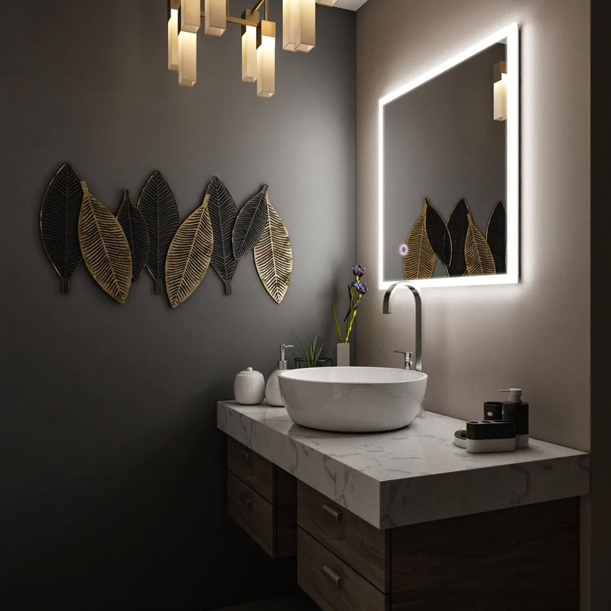 36 in. x 36 in. LED Lighted Bathroom Vanity Mirror, Anti-Fog, Touch Button, Adjustable Color Temperature & Remembrance, Wall Mounted Makeup Mirror, CRI 90+, Window Style