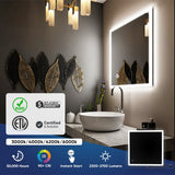 36 in. x 36 in. LED Lighted Bathroom Vanity Mirror, Anti-Fog, Touch Button, Adjustable Color Temperature & Remembrance, Wall Mounted Makeup Mirror, CRI 90+, Window Style