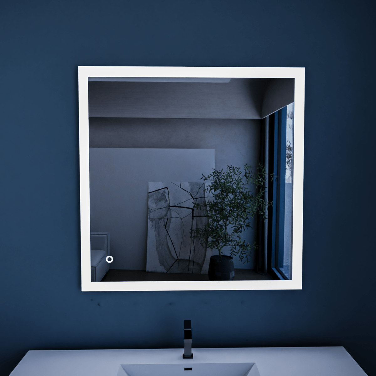 36 in. x 36 in. LED Lighted Bathroom Vanity Mirror, Anti-Fog, Touch Button, Adjustable Color Temperature & Remembrance, Wall Mounted Makeup Mirror, CRI 90+, Window Style