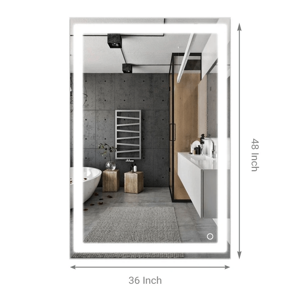 36 in. x 48 in. LED Lighted Bathroom Vanity Mirror, CRI 90+, On/Off Touch Switch & CCT Changeable With Remembrance, With Defogger, Both Vertical and Horizontal Wall Mounted Way, Inner Window Style