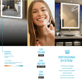 36 in. x 48 in. LED Lighted Bathroom Vanity Mirror, CRI 90+, On/Off Touch Switch & CCT Changeable With Remembrance, With Defogger, Both Vertical and Horizontal Wall Mounted Way, Inner Window Style