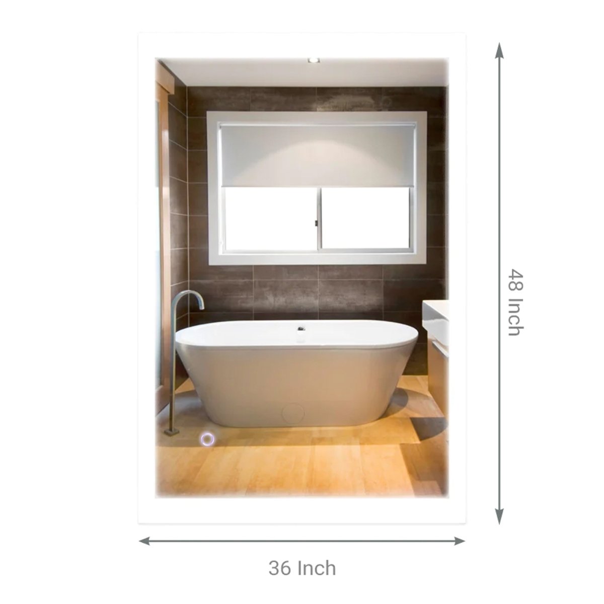 36 in. x 48 in. LED Lighted Bathroom Vanity Mirror, Touch Switch, Anti-Fog, Adjustable Color Temperature With Remembrance, CRI 90+, Wall Mounted, Lighted Makeup Mirrors, Window Style